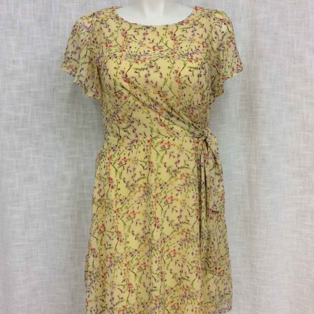 Nicole Miller Yellow Multicolored Floral Dress